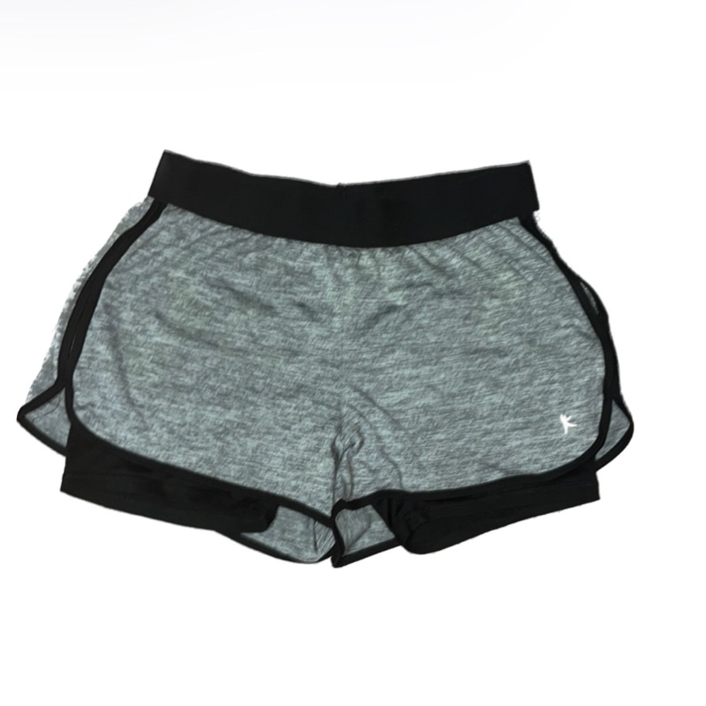 Danskin Now Gray and Black Fitted Athletic Shorts, Women’s Size Small.